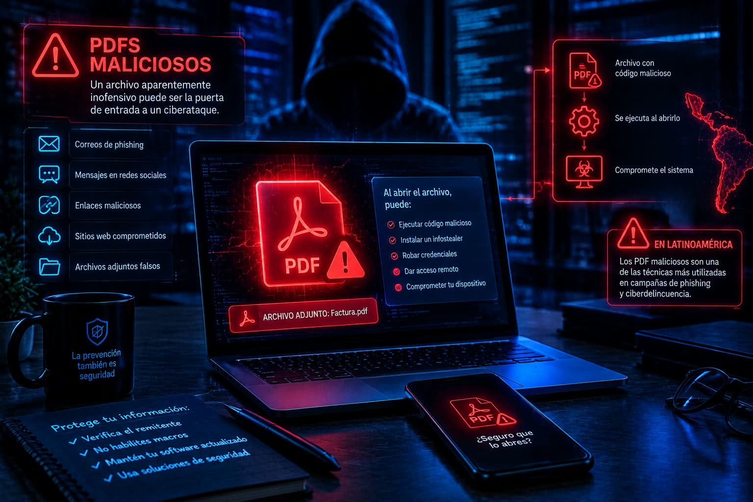 PDF malicioso: uno de los principales formatos utilizados en amenazas por correo electrónico en América Latina